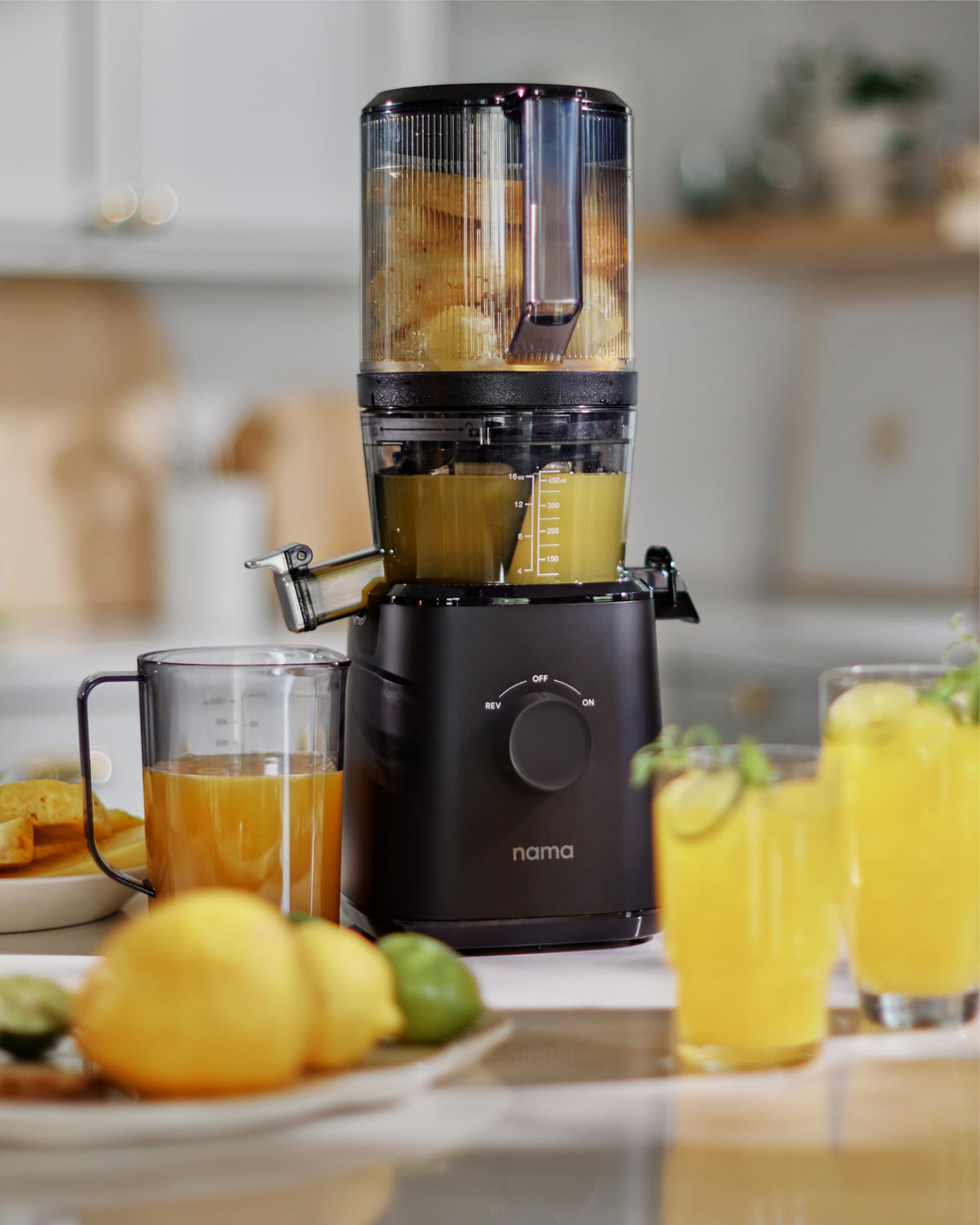 Nama J2 Cold Press Juicer C Self Feeding for Hands-Free Operation with Wide Mouth Hopper for Whole Recipe Loading, Zero Waste Masticating Juicer For