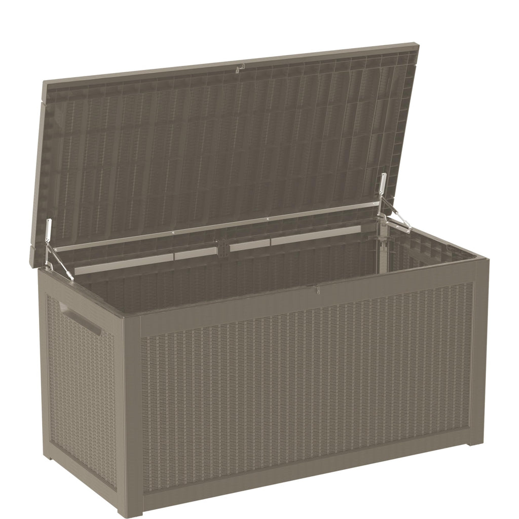 Mersco 320 Gallon Double-Wall Resin Deck Box - Lockable Waterproof Outdoor Storage Box, 1000lbs Capacity & Doubles as Seating for Patio Furniture