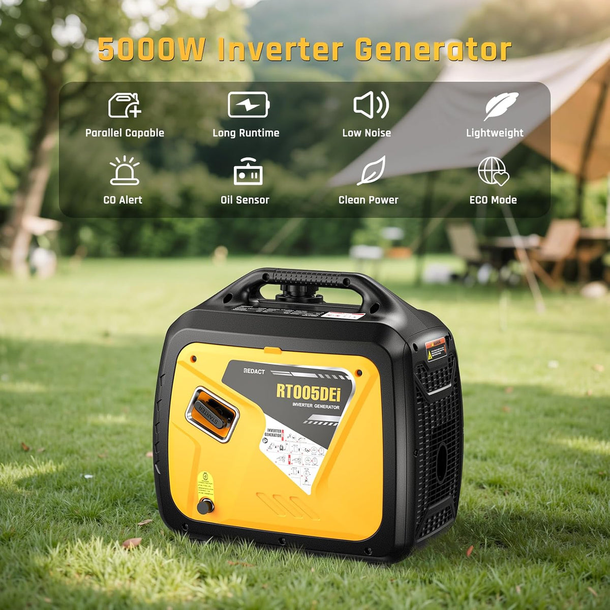 5000 Watts Portable Dual Fuel Inverter GeneratorC Small Gasoline LPG Powered for Home Backup, Camping, RV, Tailgating with CO Protection, Eco Mode