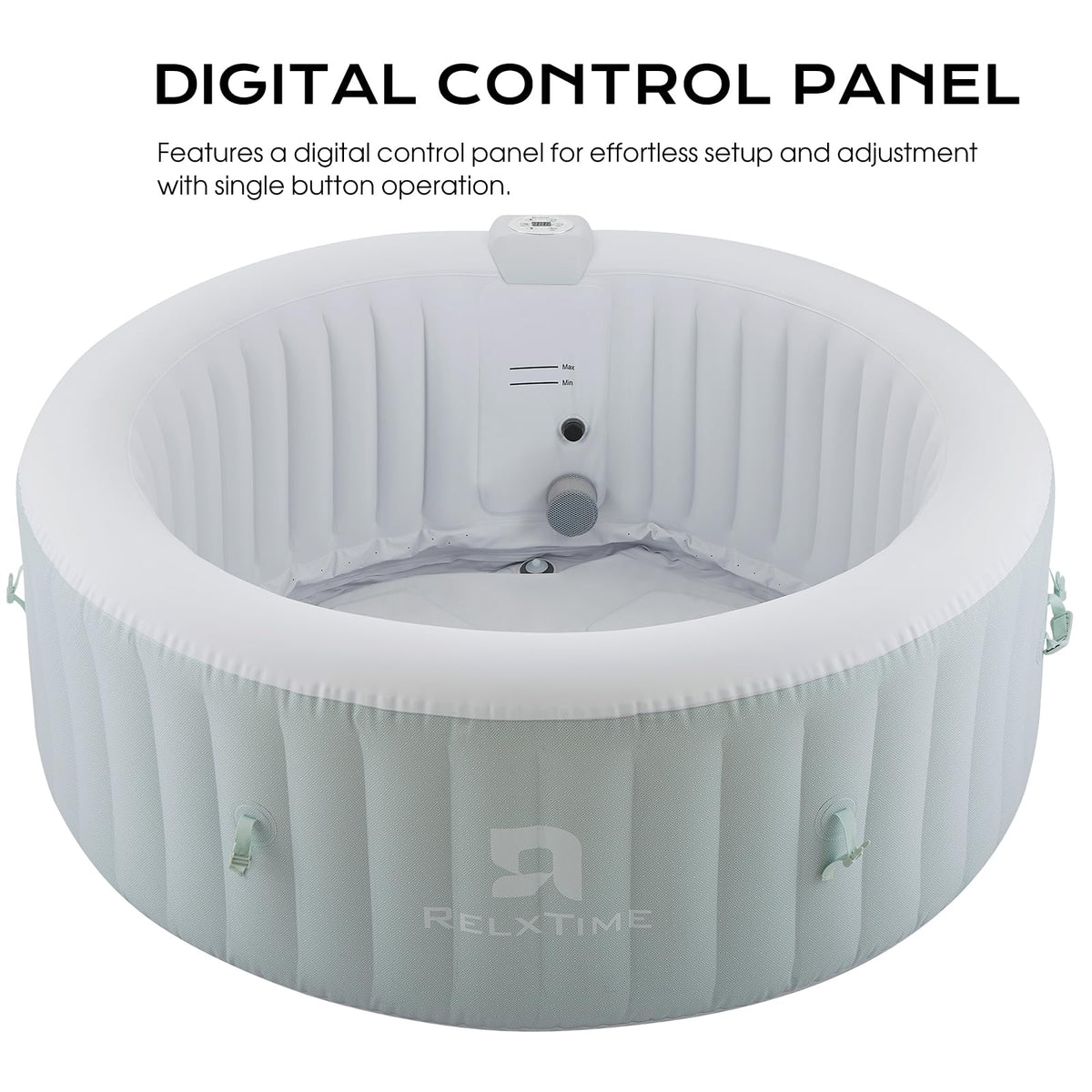 Inflatable Hot Tub Spa 2-4 Person 110 Air Jets, Portable Blow Up Hottub with Cover, Built in Heater Pump, Round Outdoor Spa, Cup Holder, 2 Filters