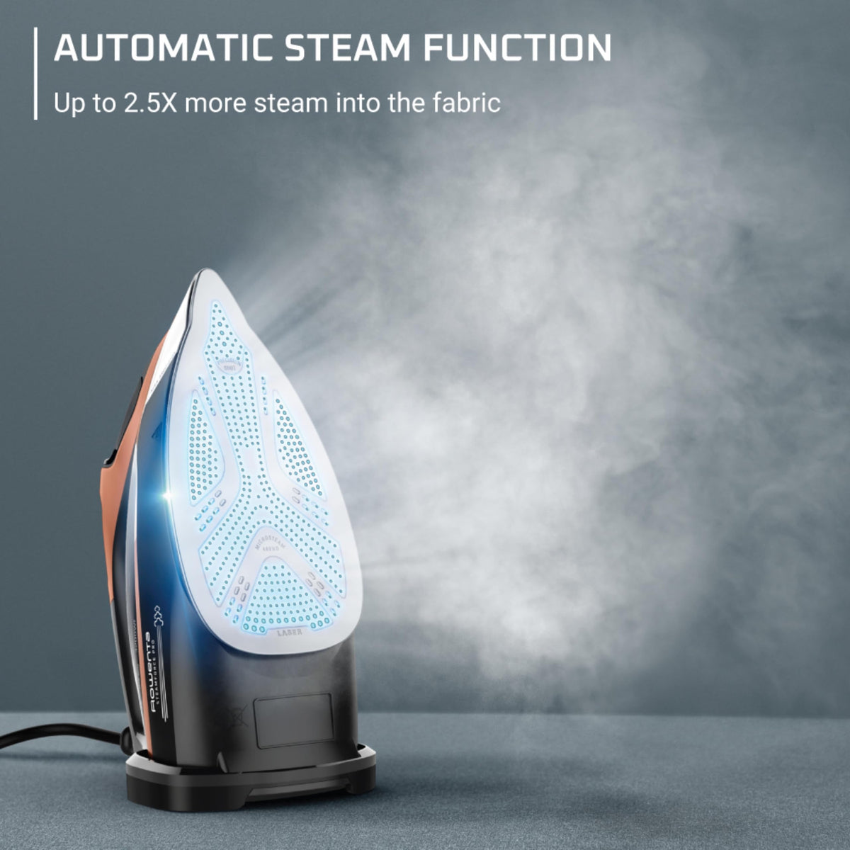 Rowenta Iron for Clothes, High Pressure Steamer Iron with Boiler System, 400 Steam Holes, Vertical Steaming, 37oz Tank, Stainless Steel Soleplate
