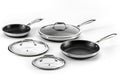 HexClad Hybrid Nonstick 6-Piece Fry Pan Set, 8, 10, and 12-Inch Frying Pans with Tempered Glass Lids, Stay-Cool Handles, Dishwasher-Friendly