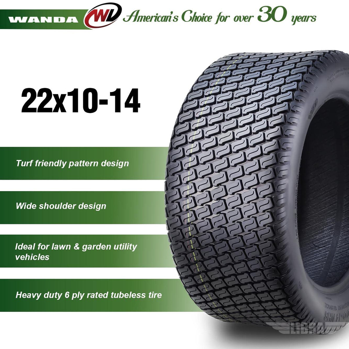 WANDA Set 2 23x10.5-12 Lawn Mower Cart Turf Tires P332 /4 ply - 13049