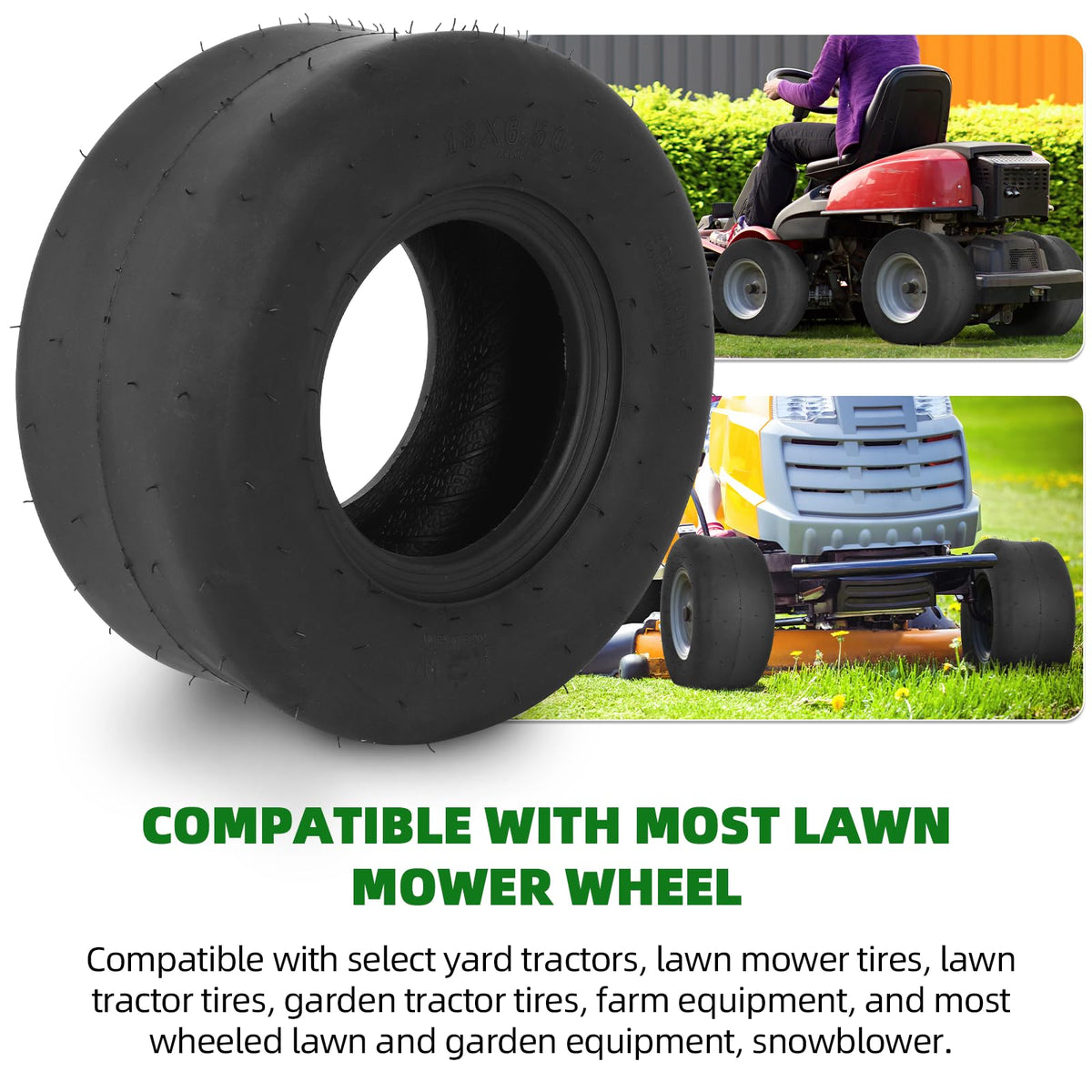 AR-PRO (2 Pack) 20x8.00-8 Lawn Mower Turf Tires, Tubeless, No Rims