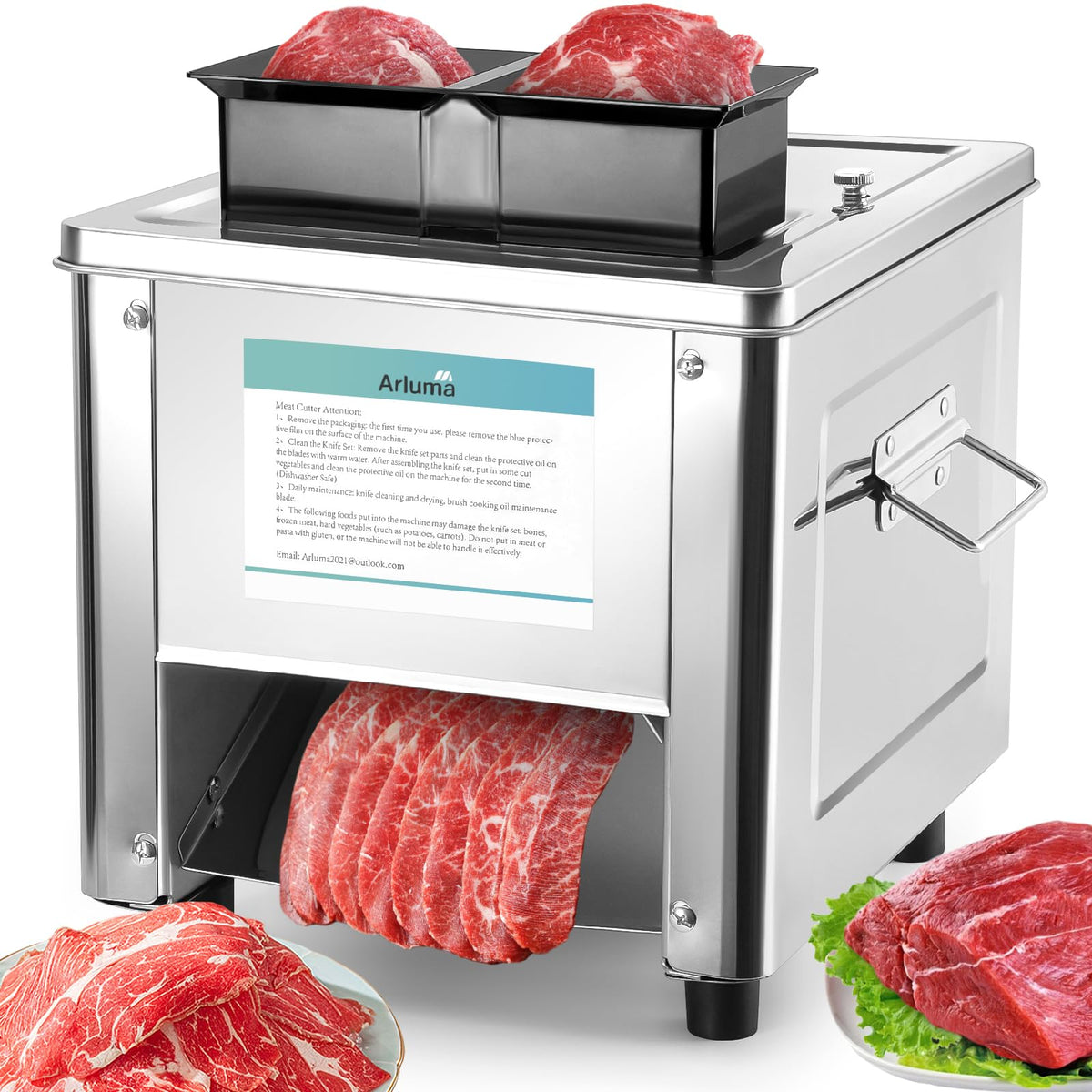 Meat Cutter Machine,850W Meat Slicer,Stainless Steel Electric Meat Slicer for Home Kitchen, Restaurant, Supermarket (5MM)