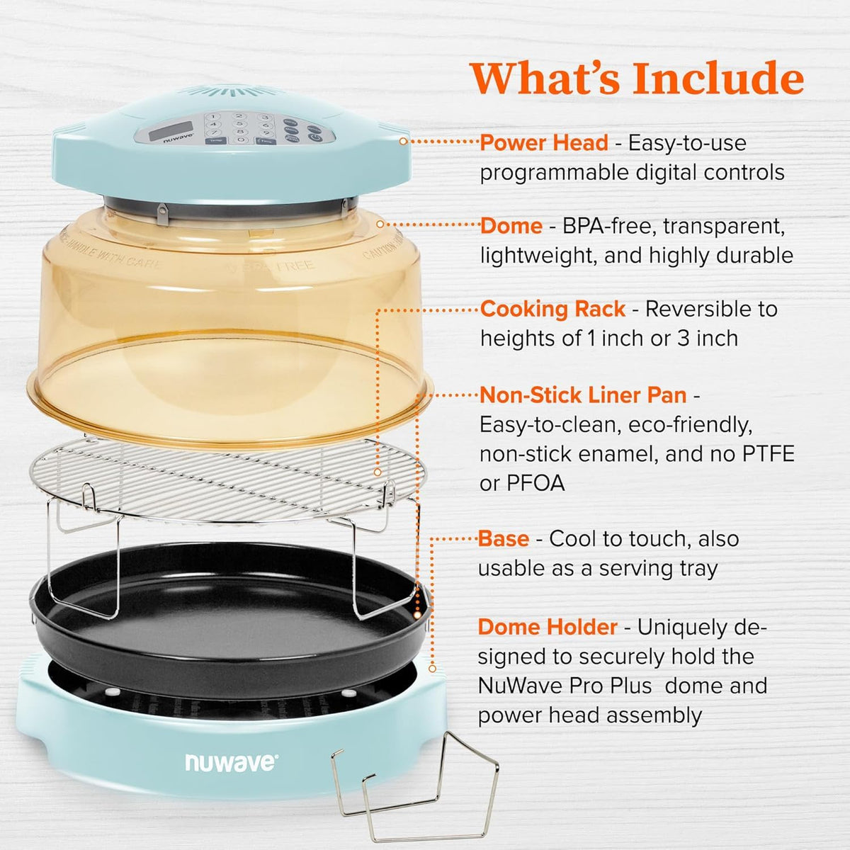 Nuwave Oven Pro Plus Air Fryer, Infra-Red Countertop, 2025 Advanced Convection, No Defrosting or Preheating, Cook Fresh or Frozen, Durable Power Dome