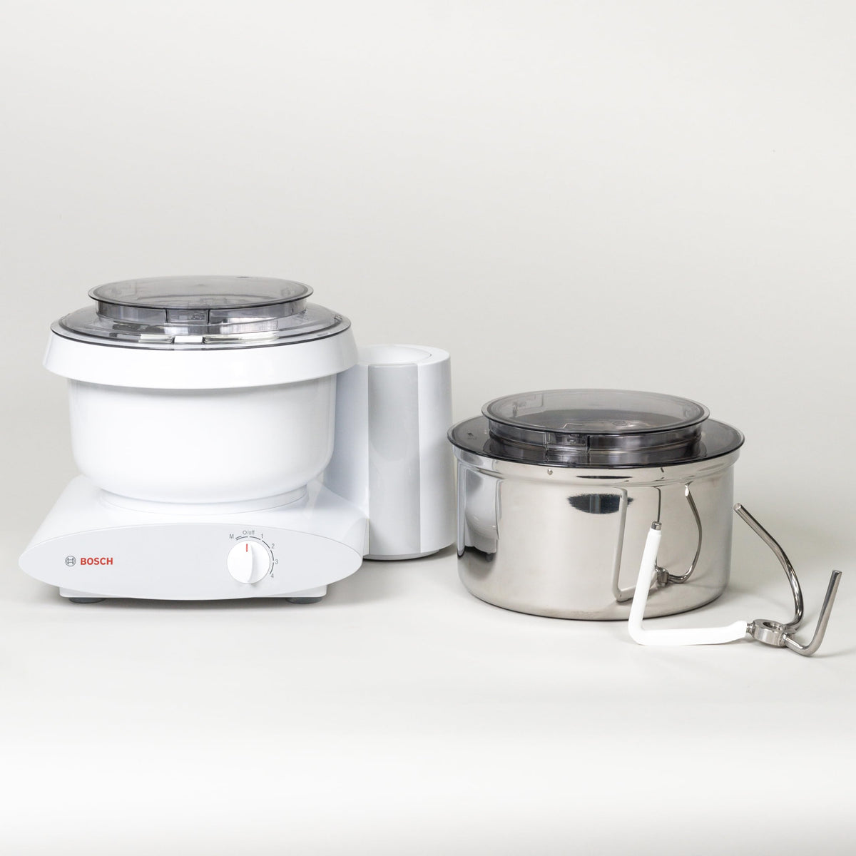 Bosch Universal Plus Stand Mixer with Stainless Steel Bowl with NutriMill Dough Hook Extender Bundle- Black 500 Watt