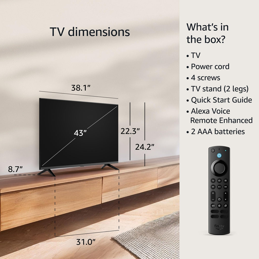 Amazon Fire TV 43" 4-Series 4K UHD smart TV, stream live TV without cable, 2024 release