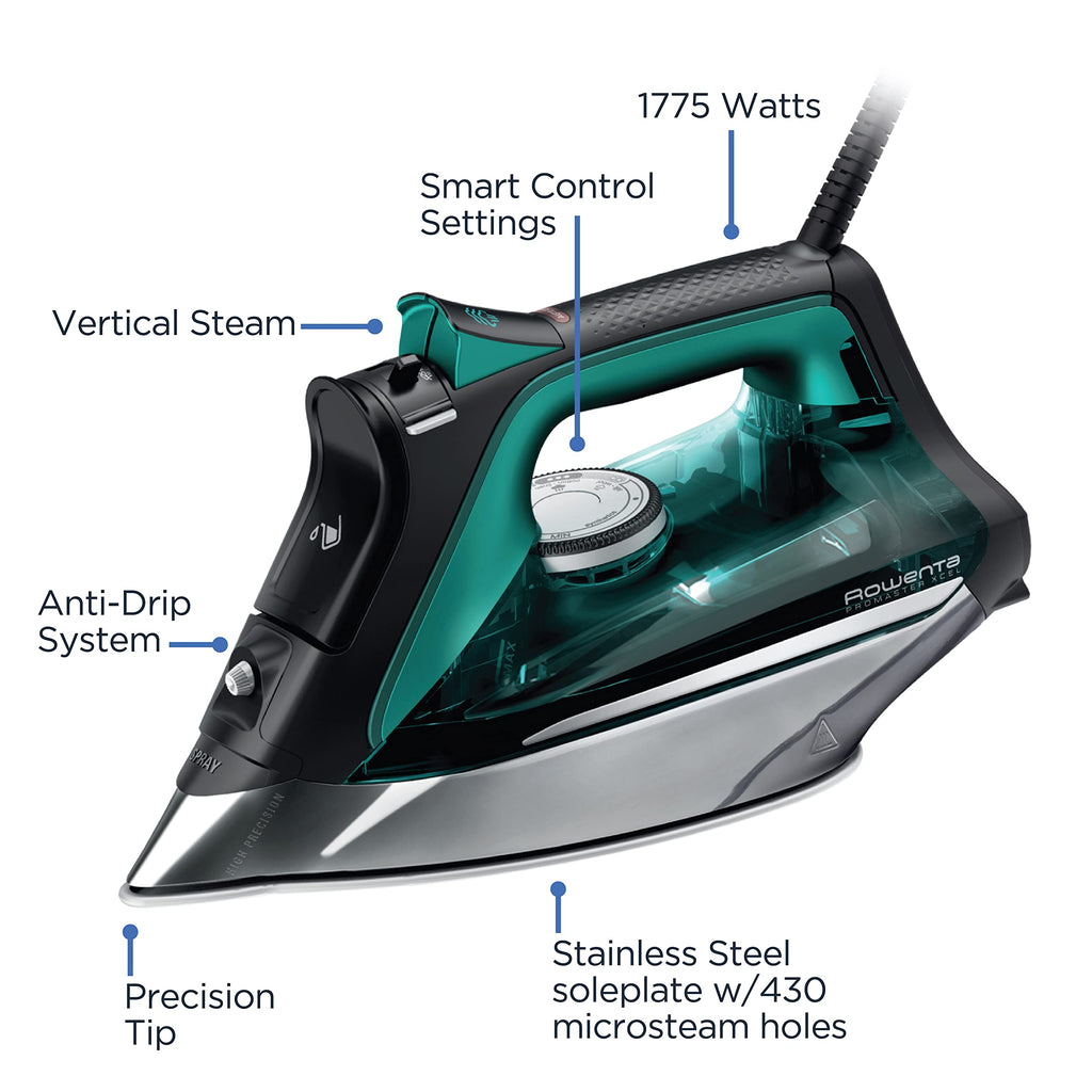 Rowenta Iron Steamer for Clothes Master Steam Station, Professional Steam Iron for Clothes with Stainless Steel Soleplate, 57 Oz, 400 Microsteam