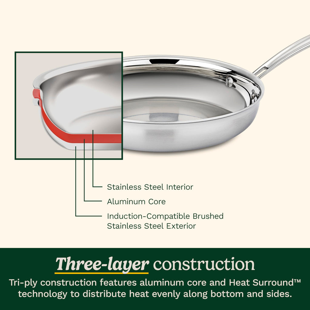 Cuisinart 12-Piece Cookware Set, MultiClad Pro Triple Ply Stainless Steel Cookware Set, Heat Surround Technology, Cool Grip Stick Handles, Oven Safe