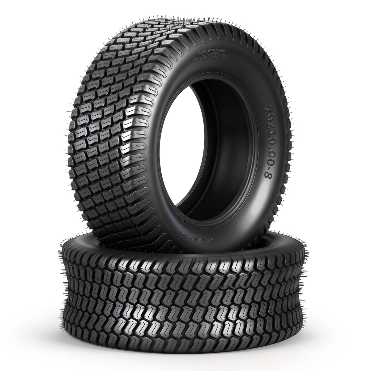 20x8.00-10 Lawn Mower Tires, 4 Ply Tubeless, Set of 2