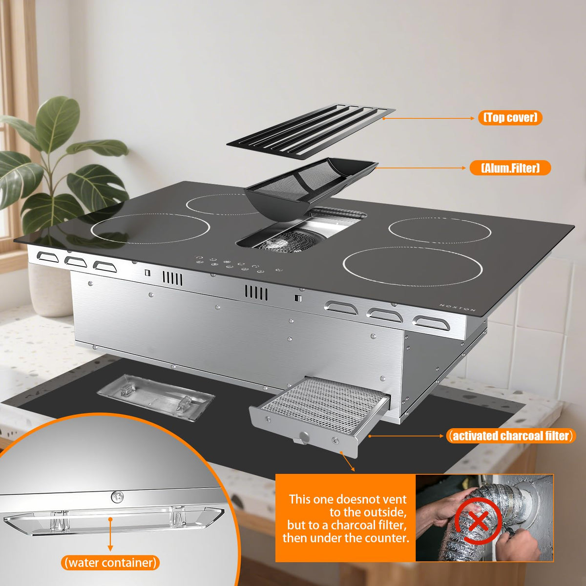 Noxton 30 Inch Electric Cooktop, 8400W 5 Burners Built-in Radiant Electric Stove Top, Slider Control, 9 Power Levels, Child Safety Lock, Timer, 220