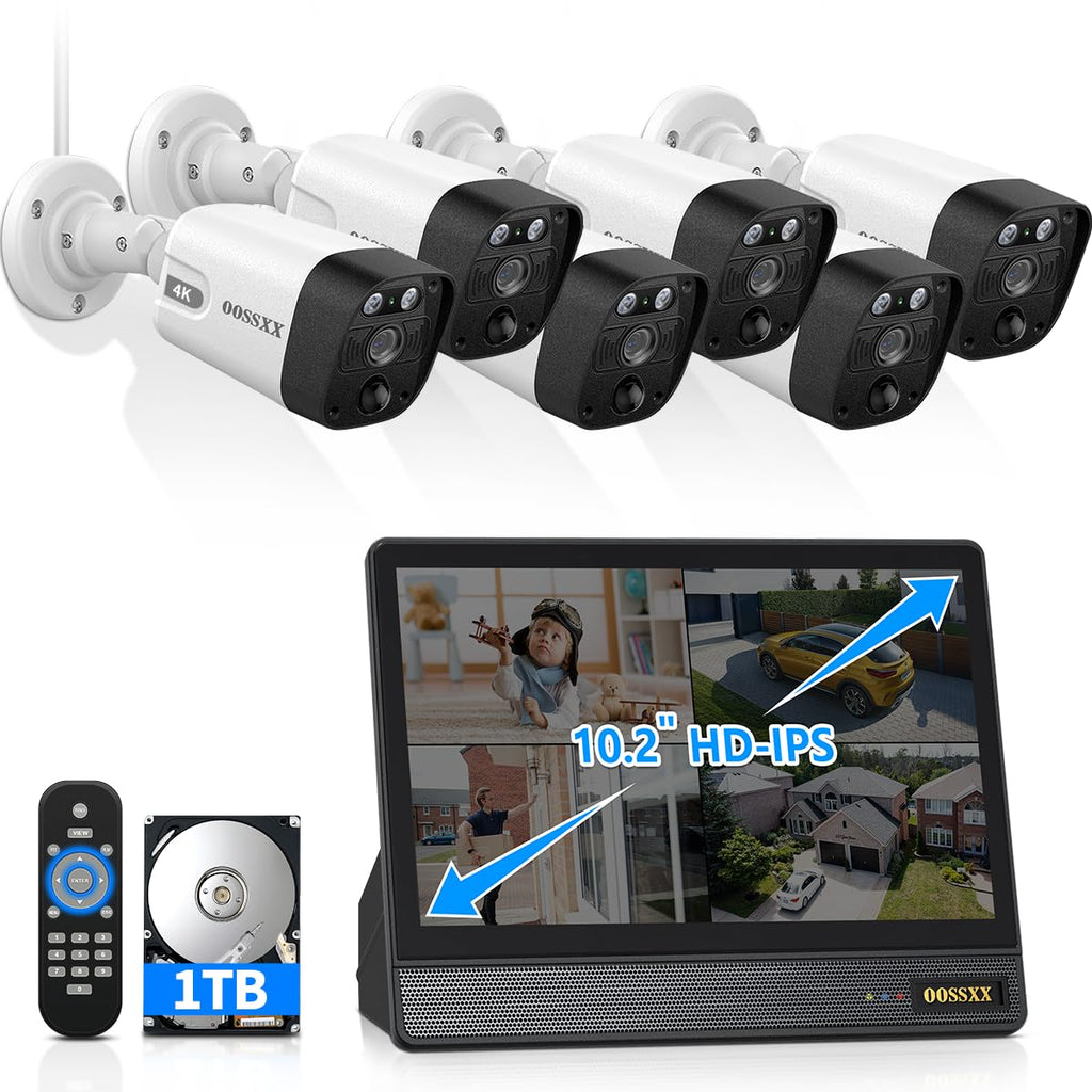 OOSSXX (4K/8.0 Megapixel & 130 Ultra Wide-Angle) 2-Way Audio PoE Outdoor Home Security Camera System Wired Outdoor Video Surveillance IP Cameras