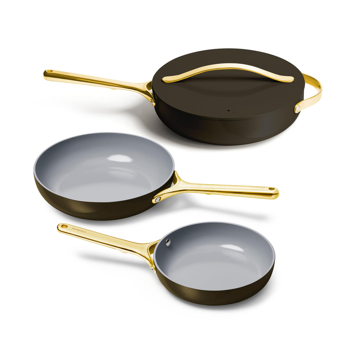 Caraway 4-Piece Fry Pan Set - Non-Stick Frying Pans (10.5 & 8) & Non-Stick Saut Pan - Non Toxic, PTFE & PFOA Free - Oven Safe & Compatible with