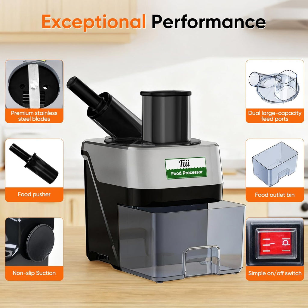 5-in-1 Electric Vegetable Chopper, Commercial Food Dicer - Multifunctional Vegetable Cutter Processor with Dual Feed Chutes for Dicing, Slicing