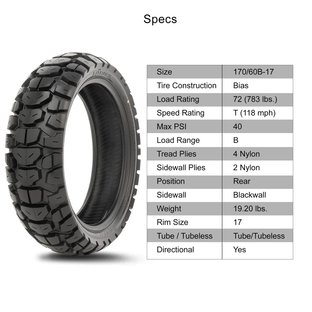 Tusk 2Track Adventure Motorcycle Tire Set ¨C 90/90-21 Front & 130/80-17 Rear ¨C Dual-Sport Off-Road Tires