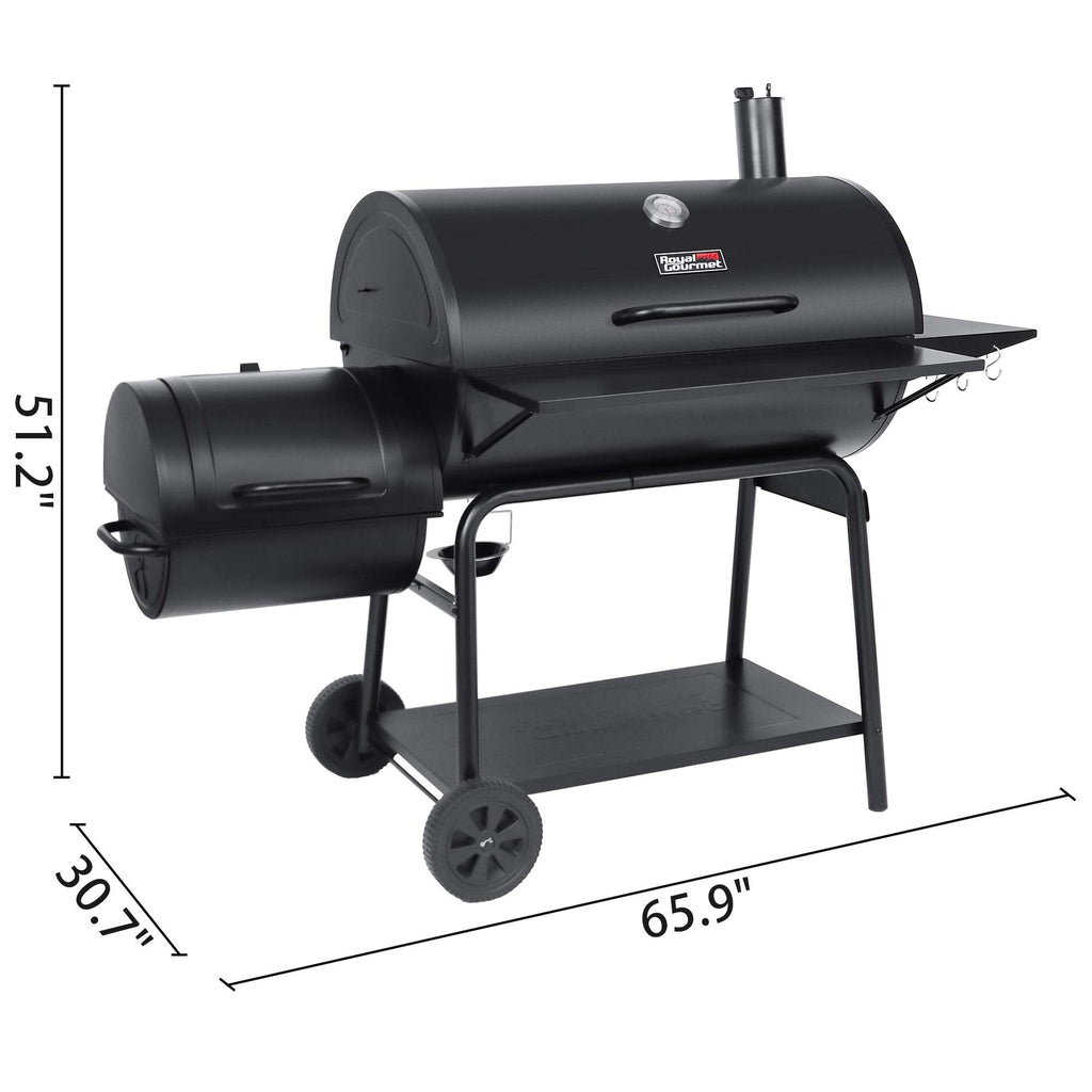 Royal Gourmet CC2036F Barrel Charcoal Grill with Offset Smoker, Outdoor BBQ Grill with 1200 Sq. In. Grilling Area for Large Event Gathering, Black