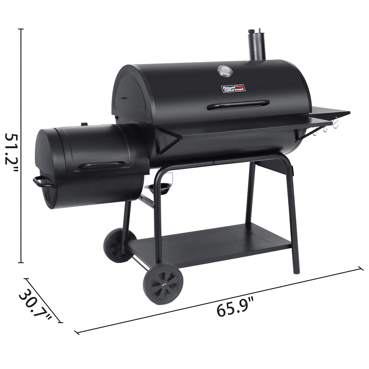 Royal Gourmet CC2036F Barrel Charcoal Grill with Offset Smoker, Outdoor BBQ Grill with 1200 Sq. In. Grilling Area for Large Event Gathering, Black