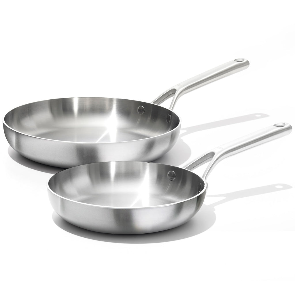 OXO Mira Tri-ply Stainless Steel, 10 Piece Cookware Pots and Pans Set, Skillets, Saute, Saucepans, Lids,Incl Ceramic Nonstick Frying Pan,Induction