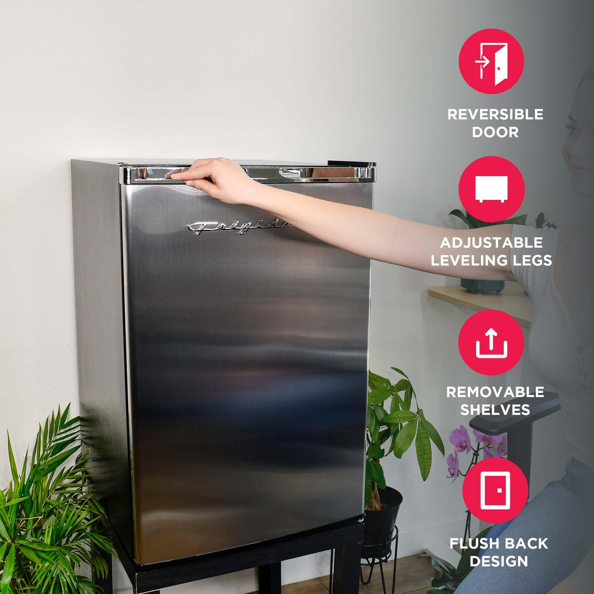 Frigidaire EFR285-6COM, 2.5 cu ft Refrigerator, Stainless Steel Door, Platinum Series