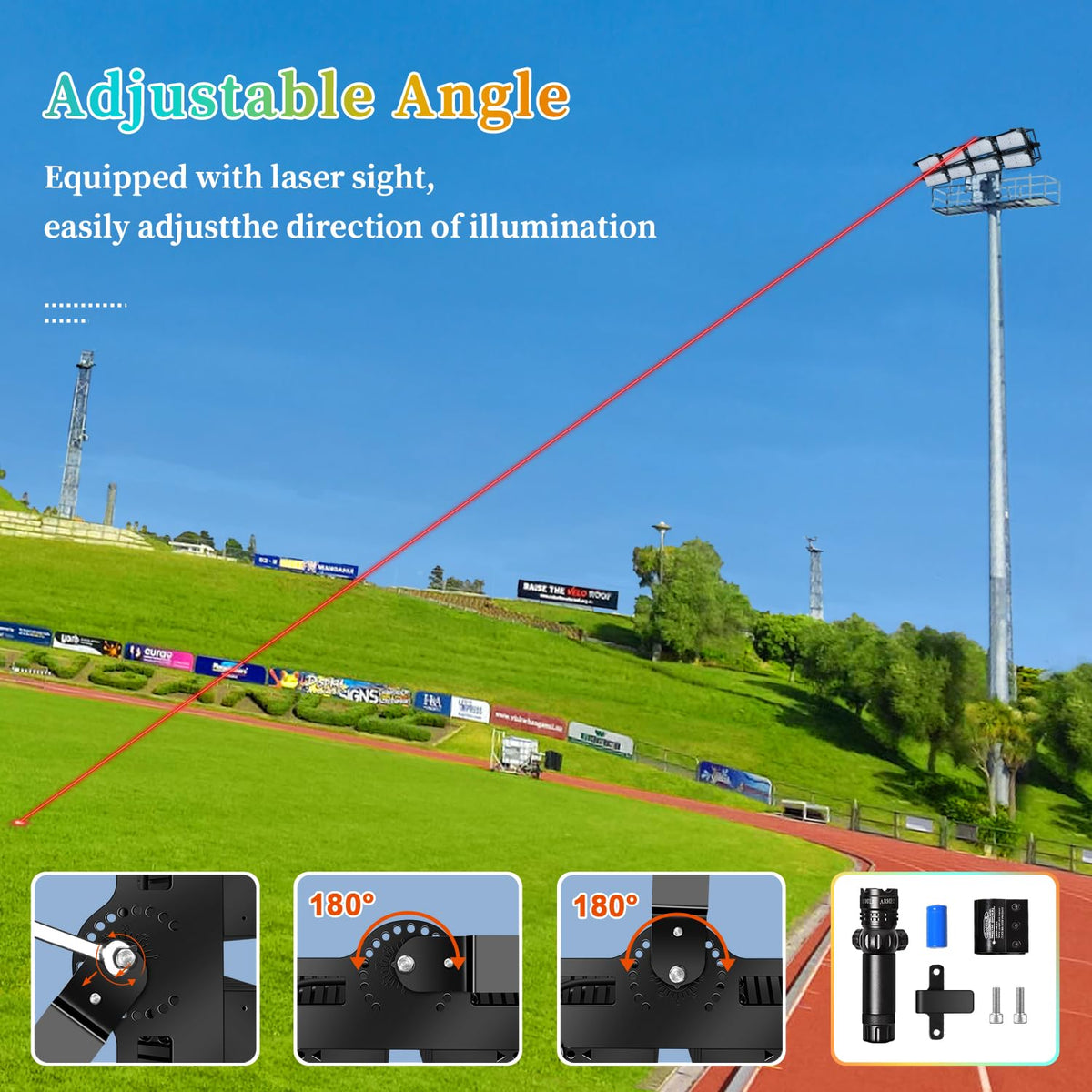 Juyace 240W LED Stadium Lights Outdoor 1500 Watt Equivalent Wider Lighting Angle Led Flood 100-277V 36000LM 5000K Daylight Commercial Arena for