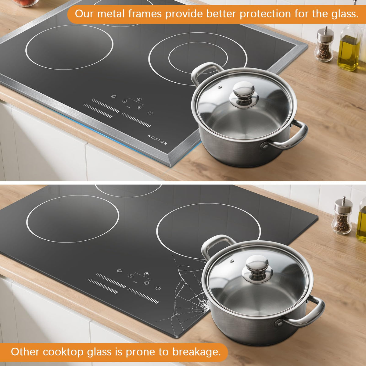 Noxton 30 Inch Electric Cooktop, 8400W 5 Burners Built-in Radiant Electric Stove Top, Slider Control, 9 Power Levels, Child Safety Lock, Timer, 220
