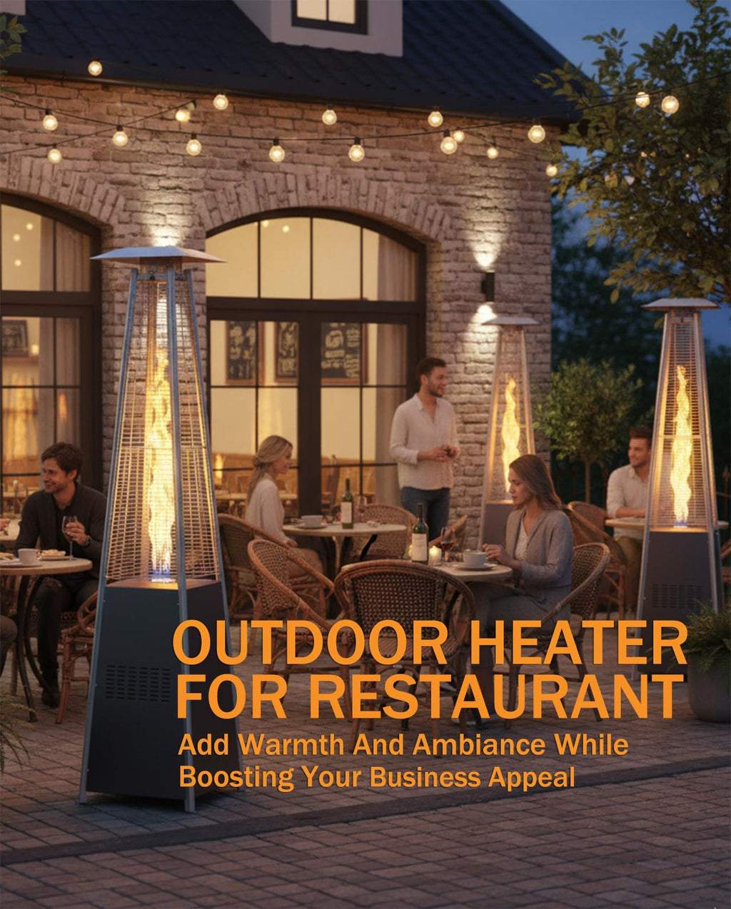 Pyramid Patio Heater, 48000 BTU Fast Heating Outdoor Heater for Large Spaces with Wheels & Weatherproof Cover, Triple Protection System for
