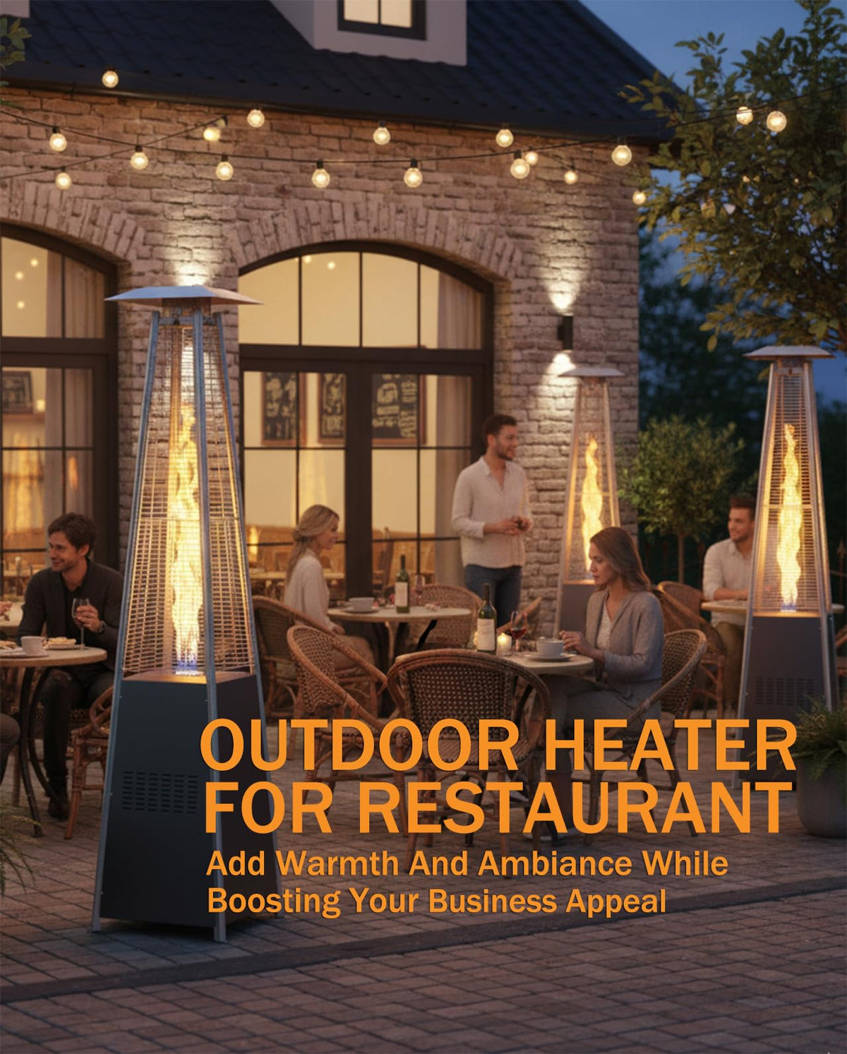 Pyramid Patio Heater, 48000 BTU Fast Heating Outdoor Heater for Large Spaces with Wheels & Weatherproof Cover, Triple Protection System for