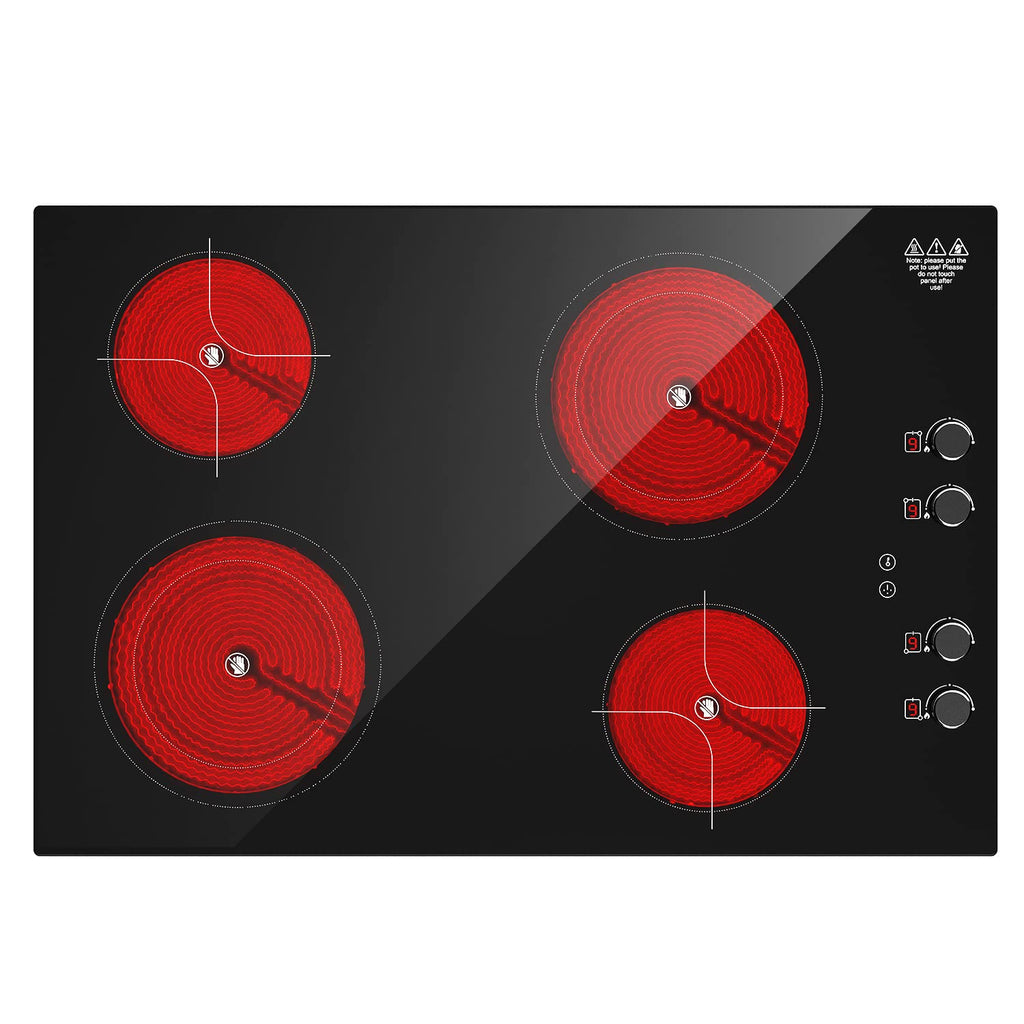 4 Burner Electric Cooktop,7200W Built-in & Countertop 4 Burner Electric Stove Top with 9 Power Levels, Child Safety Lock & 99mins Timer, 30 inch