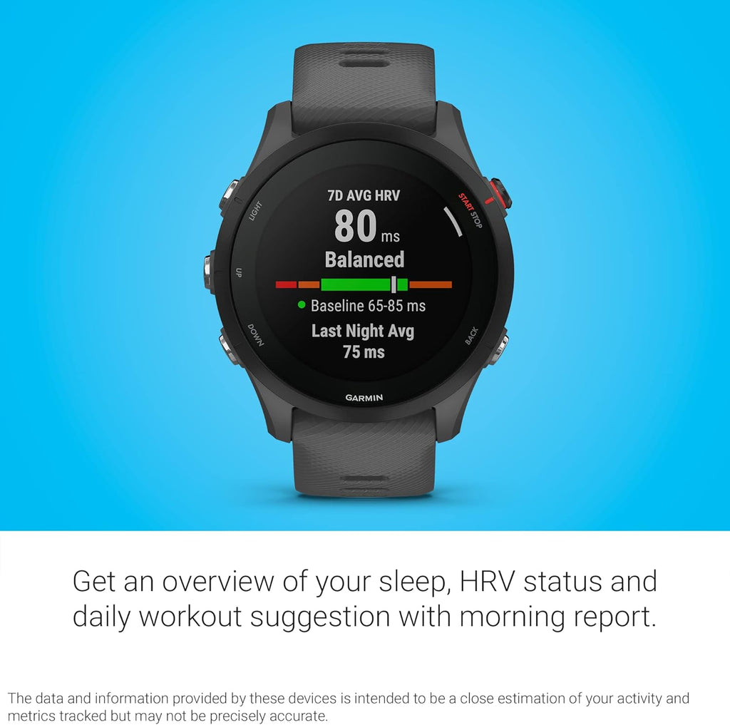 Garmin Forerunner® 255, GPS Running Smartwatch, Advanced Insights, Long-Lasting Battery, Slate Gray