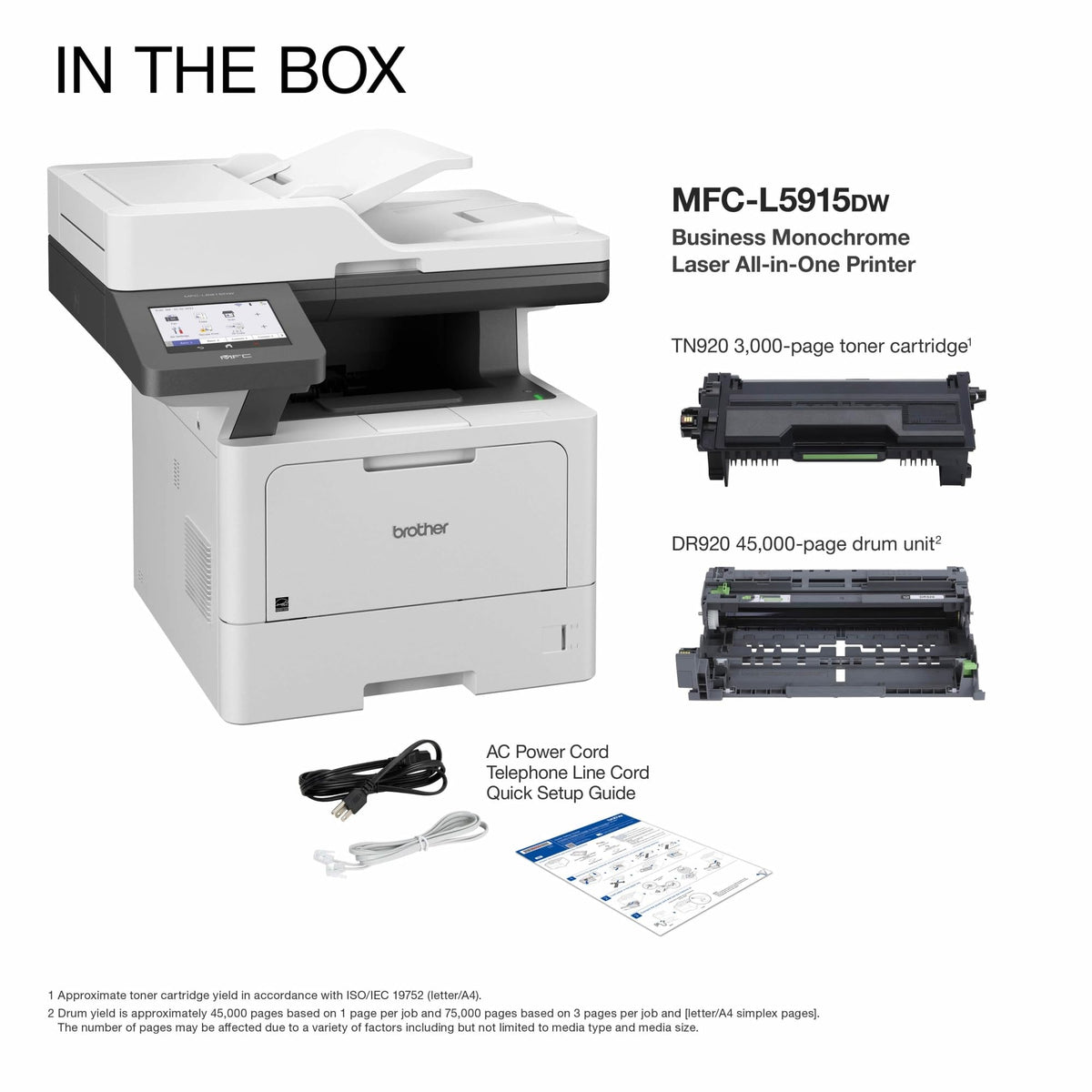 Brother Professional Laser Printer All-in-One with Scanner and Copier, High-Speed 50 ppm Monochrome Printing, Wireless Network Ready, Dual-Band WiFi