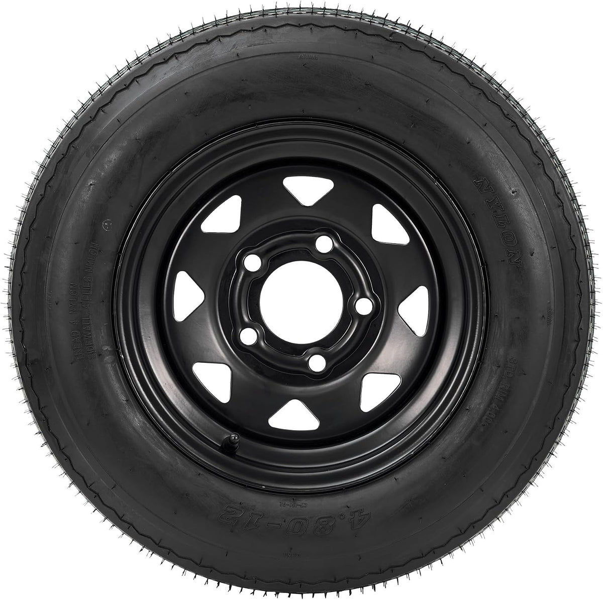 4.80-12 4.80x12 480-12 4.80-12 Trailer Tires with 12 in Rims, 5 Lug on 4.5 in, Load Range C, 6PR, Black