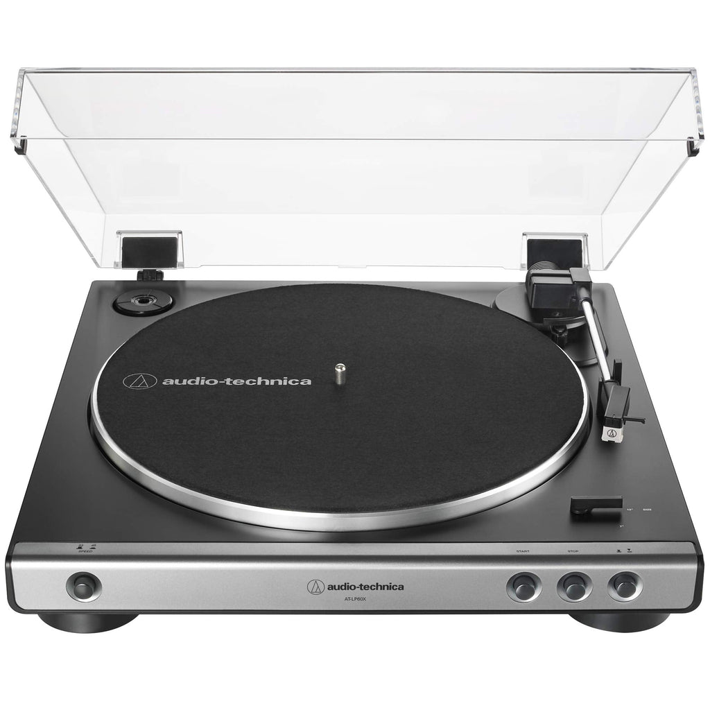 Audio-Technica AT-LP60X-BK Fully Automatic Belt-Drive Stereo Turntable, Black, Hi-Fi, 2 Speed, Dust Cover, Anti-Resonance, Die-Cast Aluminum Platter