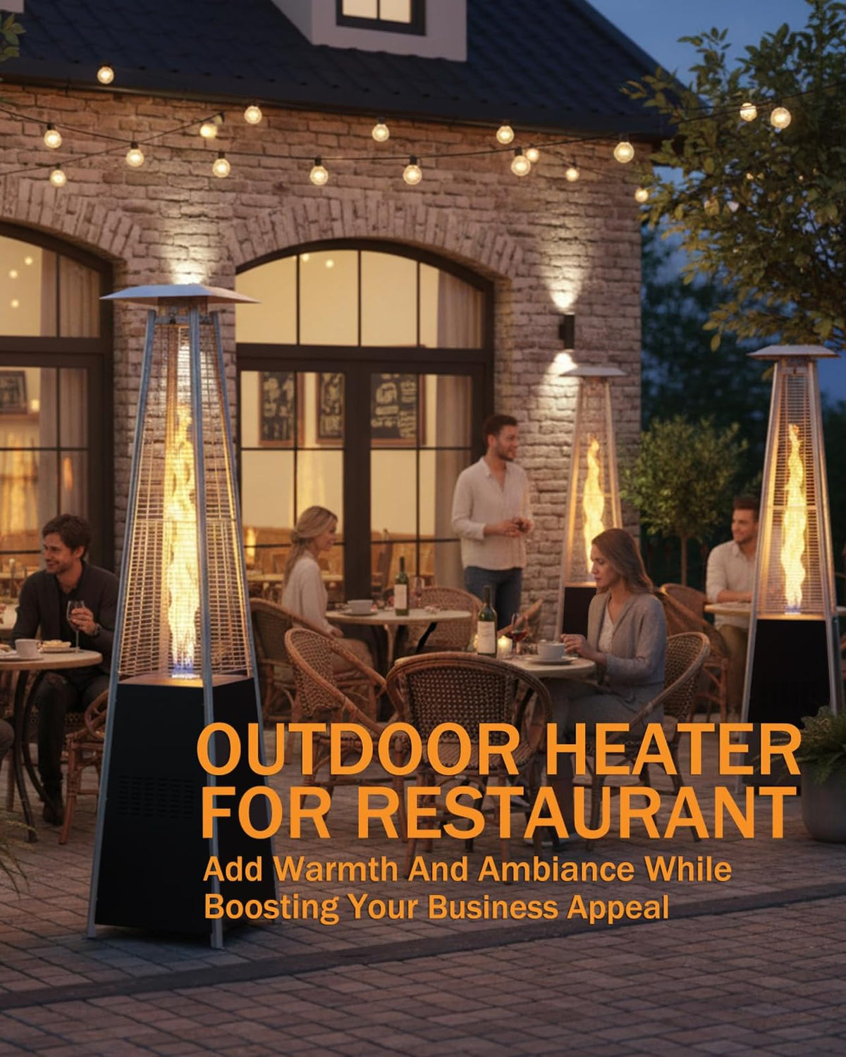 Pyramid Patio Heater, 48000 BTU Fast Heating Outdoor Heater for Large Spaces with Wheels & Weatherproof Cover, Triple Protection System for