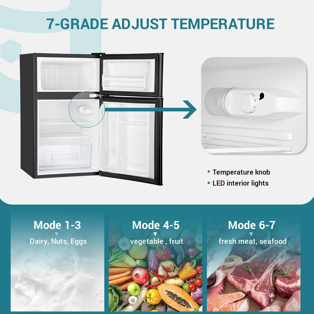 EUHOMY 7.4 Cu.Ft. Refrigerator with Freezer, 2 Door Fridge, Large Capacity,Adjustable Thermostat, Refrigerator for Kitchen/Dorm/Apartment/Garage