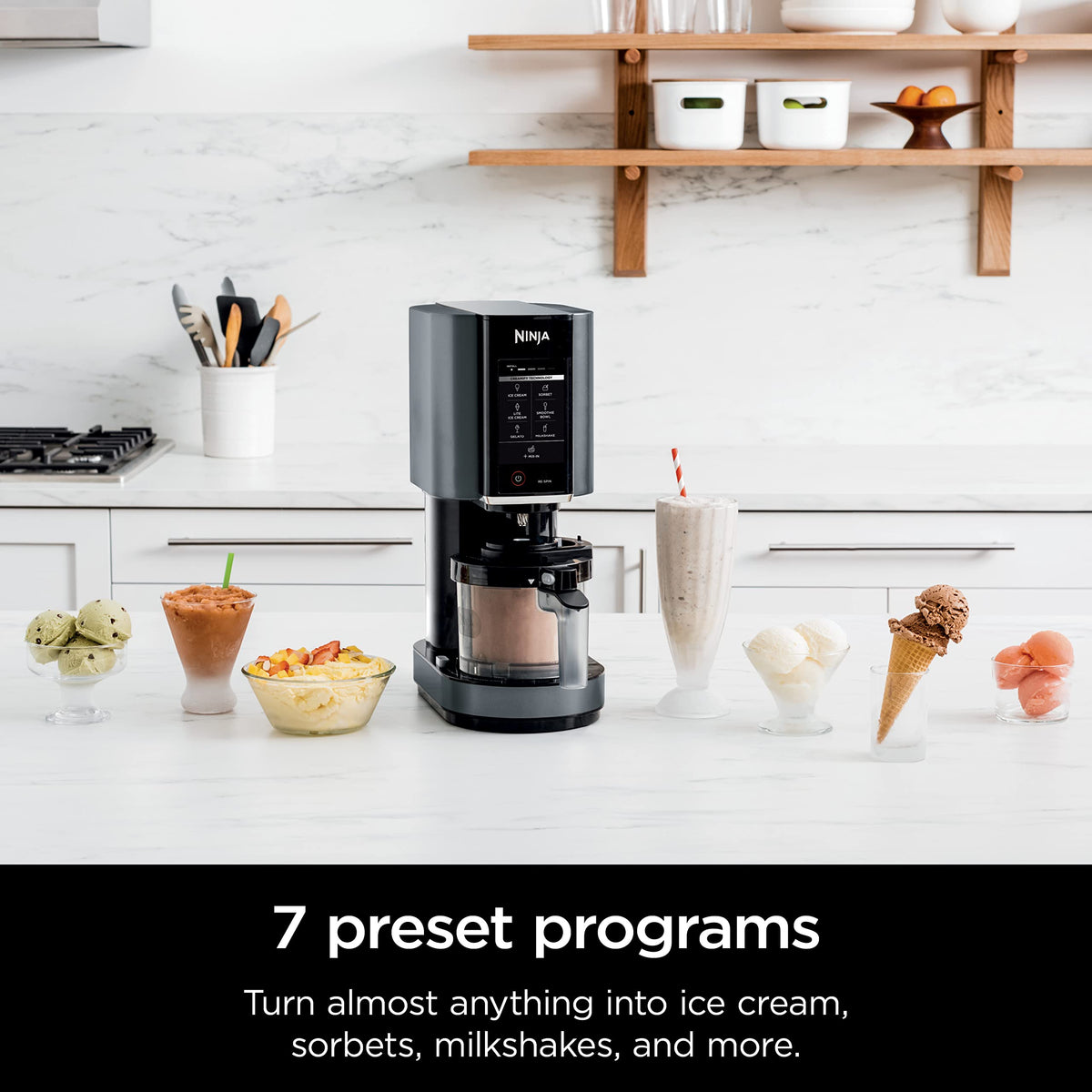 Ninja CREAMi Scoop & Swirl Ice Cream and Soft Serve Maker, Sorbet, Milkshake, Frozen Yogurt, Low Calories Program & More, 13-in-1, Soft Serve Handle