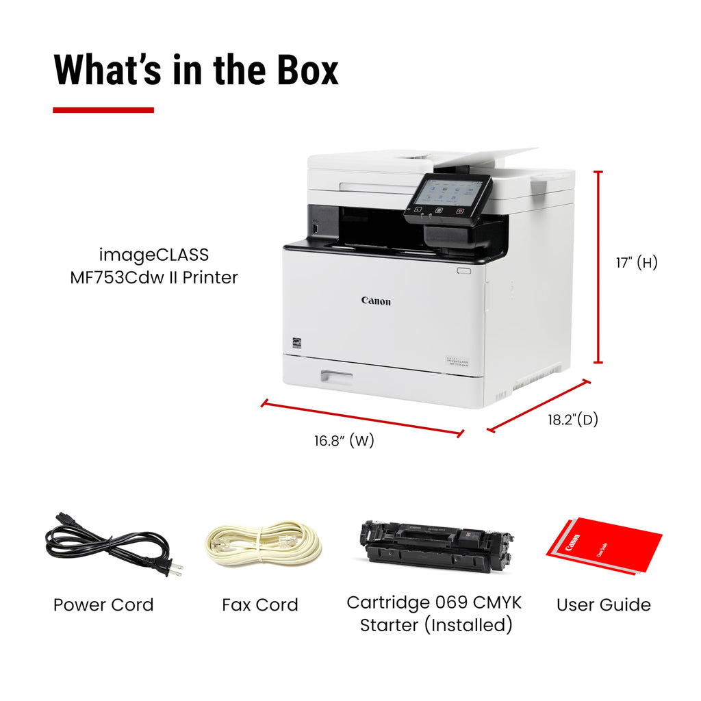 Canon Color imageCLASS MF753Cdw II - Wireless Duplex Laser Printer, All-in-One with Scanner, Copier, Fax, Auto Document Feeder, 3 Year Limited