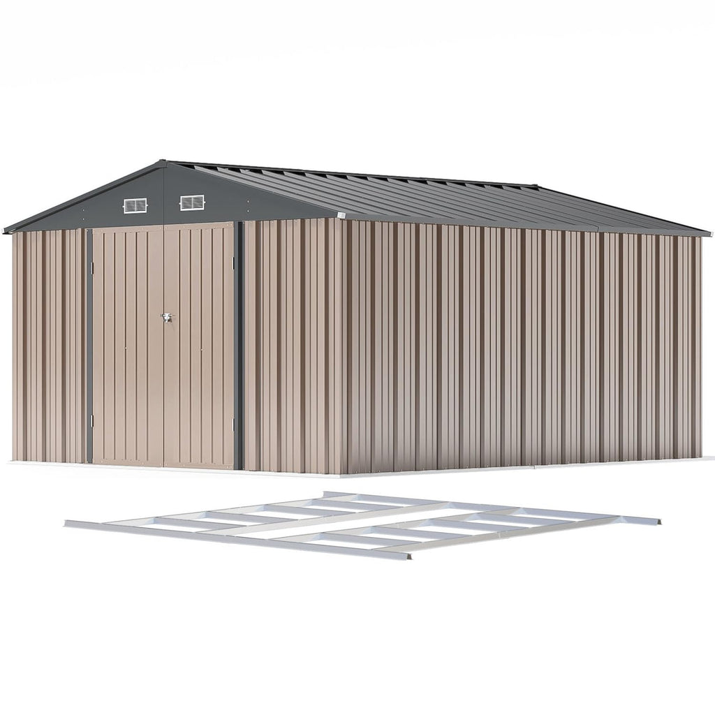Patiowell 10 x 12 FT Metal Storage Shed for Outdoor, Steel Yard Shed with Design of Lockable Doors, Utility and Tool Storage for Garden, Backyard