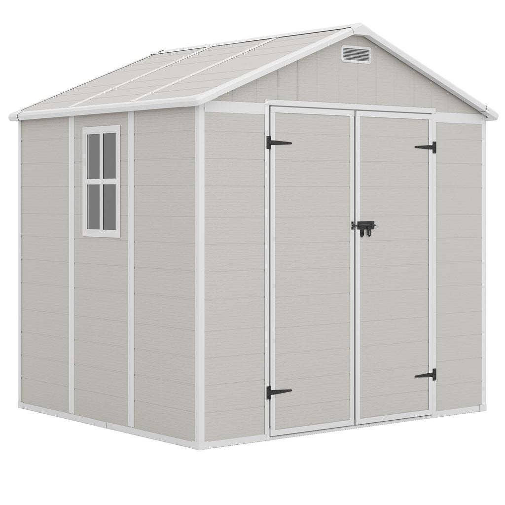 Amopatio 10x8 FT Storage Shed, Resin Shed with Floor Included, Plastic Sheds Outdoor Storage for Bike, Garden Tools, Sheds & Outdoor Storage with