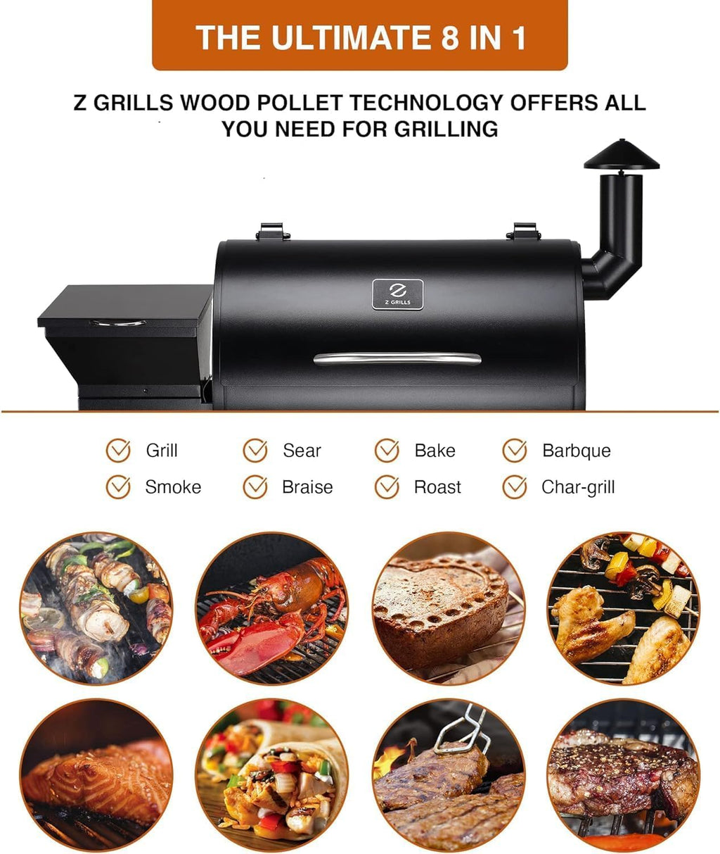 Z GRILLS ZPG-450A2 Wood Pellet Grill & Smoker, PID V3.0 Controller, 459 Sq in Cook Area, Foldable Shelf, Meat Probe, Rain Cover, 8 in 1 BBQ Grill