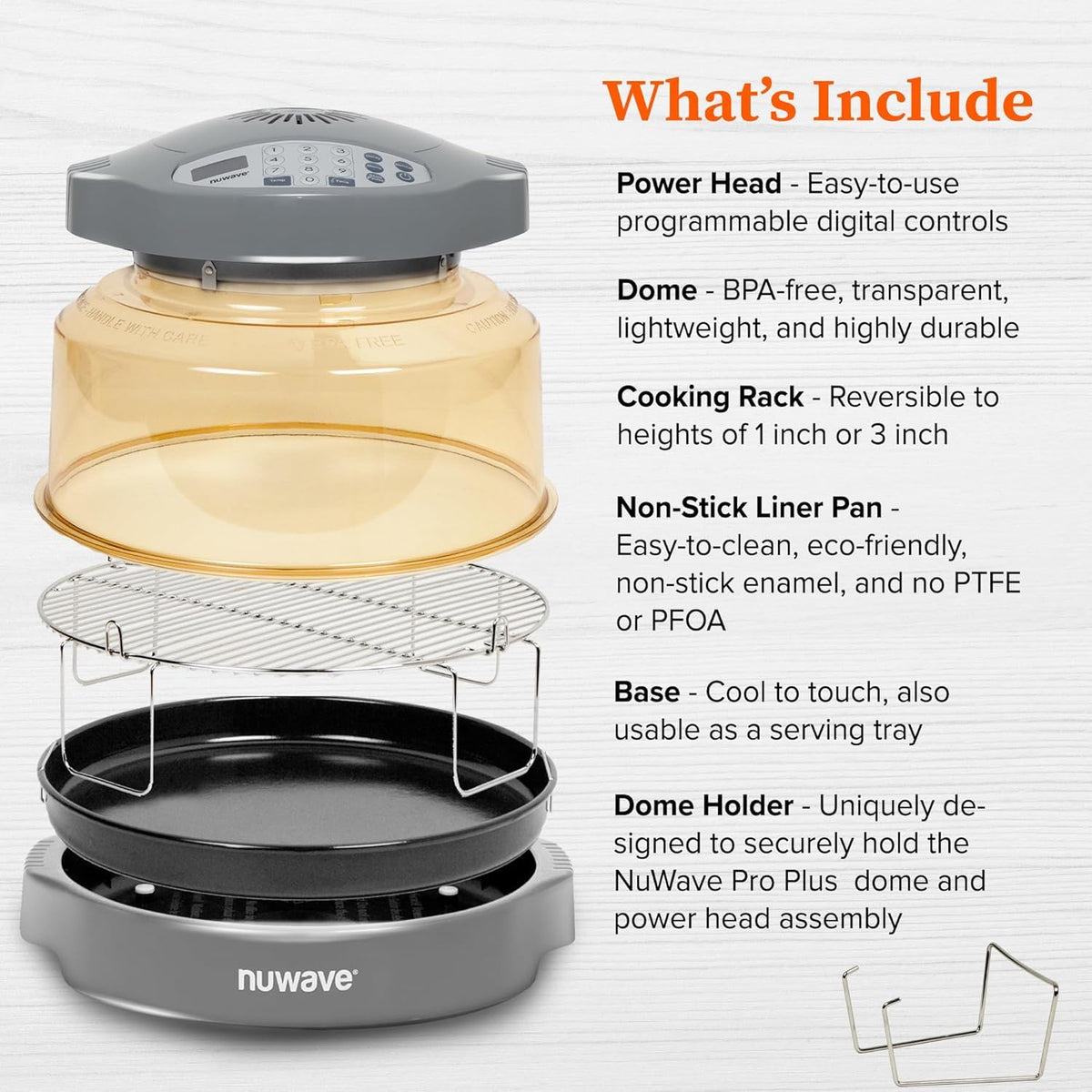Nuwave Oven Pro Plus Air Fryer, Infra-Red Countertop, 2025 Advanced Convection, No Defrosting or Preheating, Cook Fresh or Frozen, Durable Power Dome