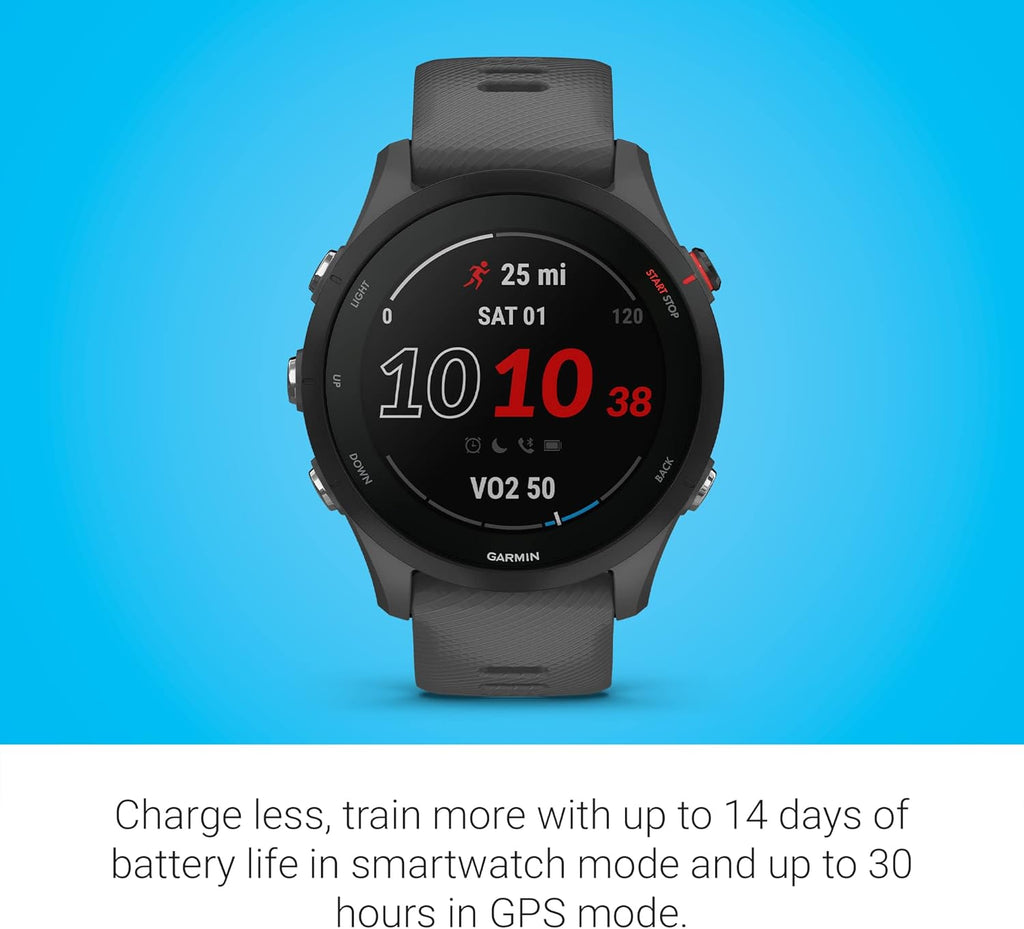 Garmin Forerunner® 255, GPS Running Smartwatch, Advanced Insights, Long-Lasting Battery, Slate Gray