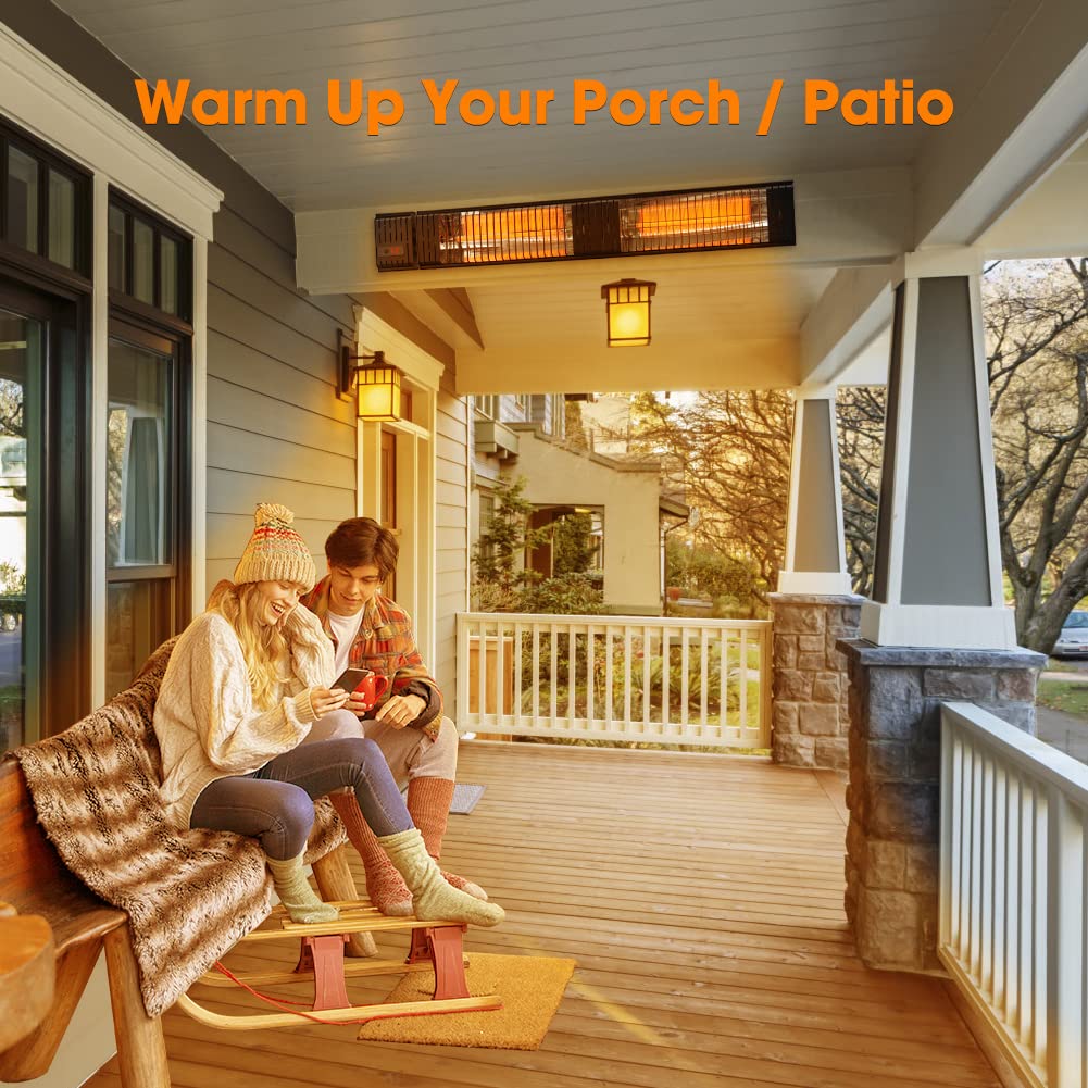 ThermoMate Infrared Electric Patio Heater, 3000W Carbon Fiber Heating for Outdoor/Indoor, Porch, Deck, Garage with Remote 24 Hours Timer, Hard Wired
