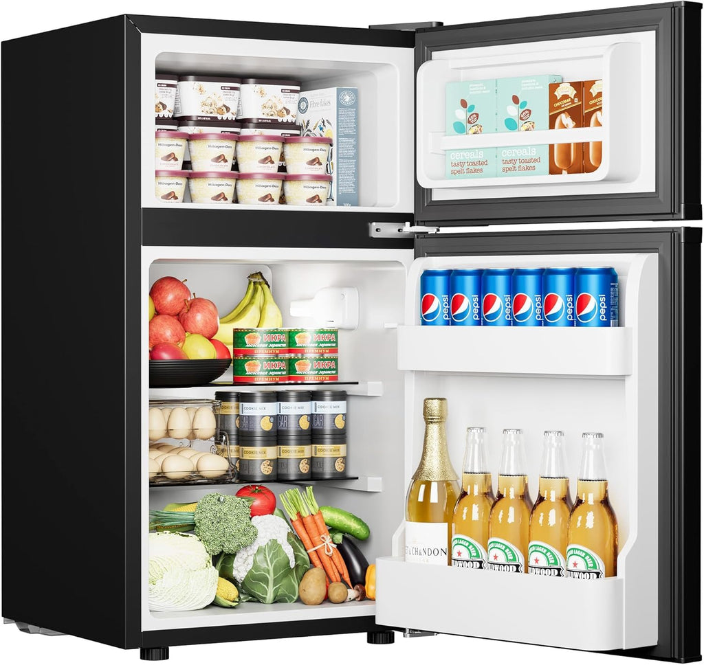 EUHOMY 3.2 Cu.Ft. Refrigerator with Freezer, 2 Door Fridge, Adjustable ThermostatLarge Capacity, Refrigerator for Kitchen/Dorm/Office/Apartment