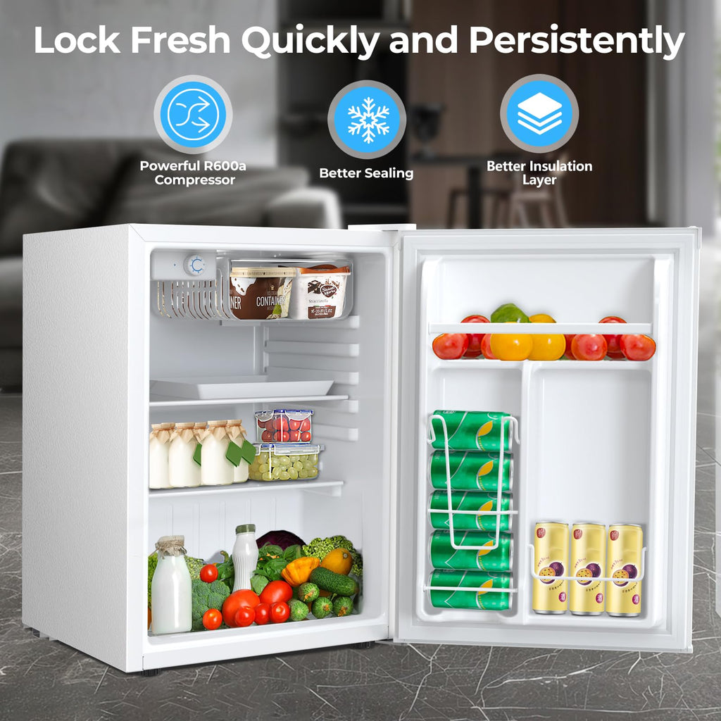 Antarctic Star 3.2 Cu.Ft. Mini Fridge with Freezer, Small Refrigerators with Adjustable Thermostat, Low Noise, Energy Saving, Compact Refrigerators