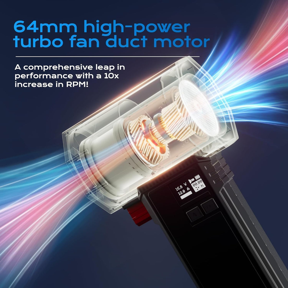Car Dryer Air Blower & Oversize Turbo Dryer for Cars | 750W 3.6LB Thrust Cordless | 64mm Turbo Fan for Wheels, Snow, Golf | Handheld Leaf Blower