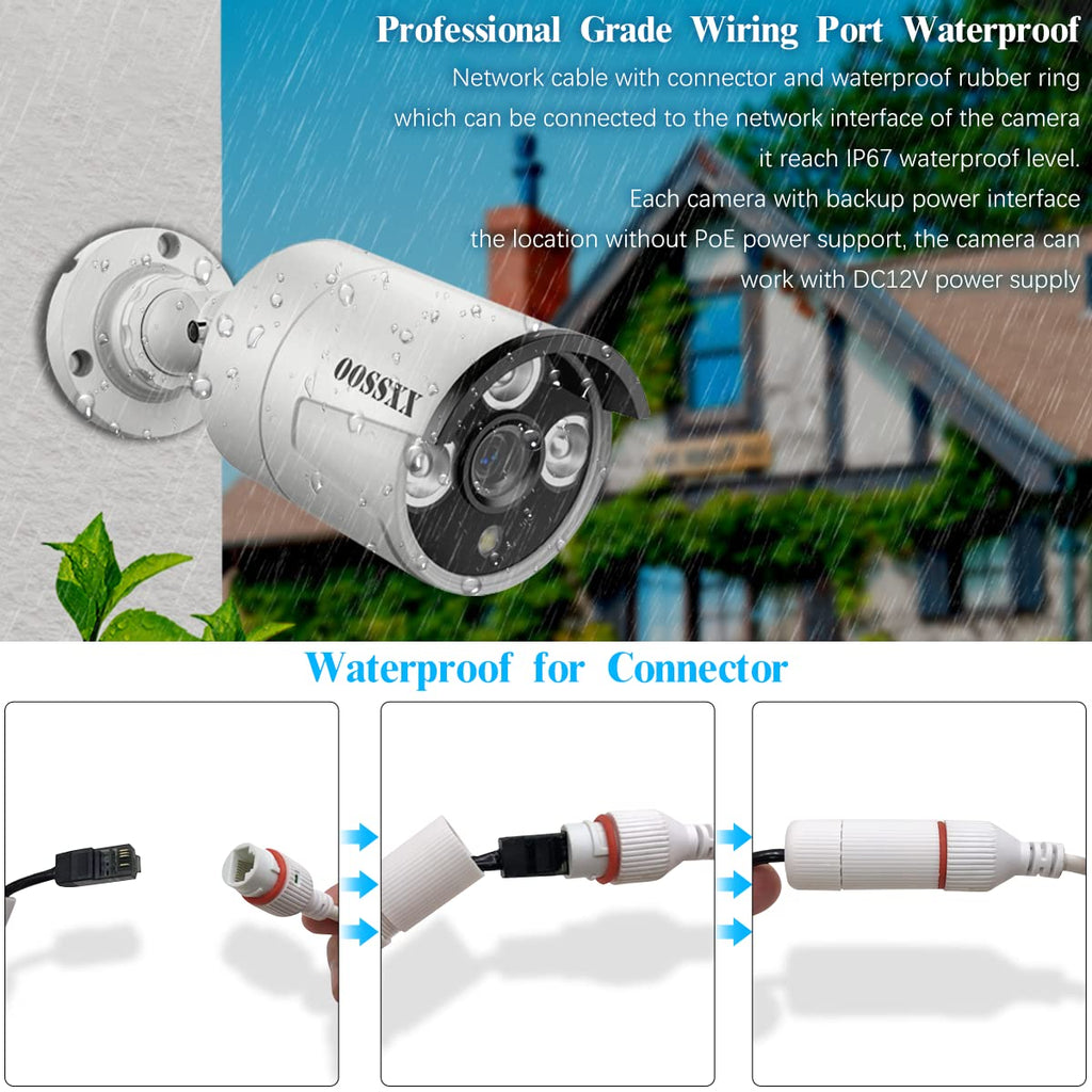 OOSSXX (4K/8.0 Megapixel & 130 Ultra Wide-Angle) 2-Way Audio PoE Outdoor Home Security Camera System Wired Outdoor Video Surveillance IP Cameras