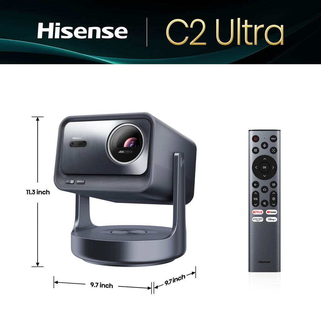 Hisense C2 Ultra, Triple Laser Smart Portable Projector, 4K UHD, 3,000 Lumens, 65 C 300, Dolby Vision, IMAX Enhanced, Sound by JBL, Netflix