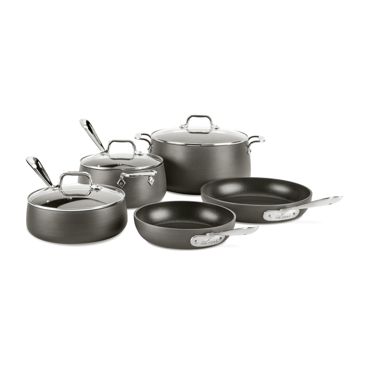 All-Clad HA1 Hard Anodized Nonstick Pots and Pans Set Non Stick Cookware Sets, Oven Broiler Safe 500F, Black