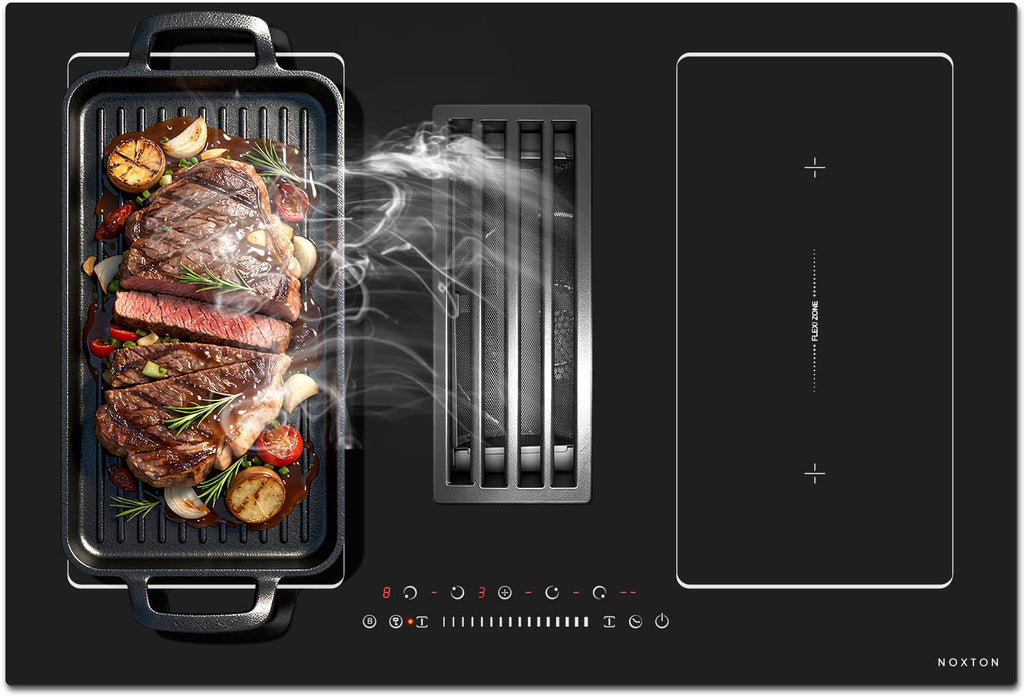 Noxton 24 Inch Induction Cooktop, 4 Burners Electric Cooktop, Upgraded Induction Stovetop with Flex Zone, Power Boost, Pause, 9 Power Levels, Child